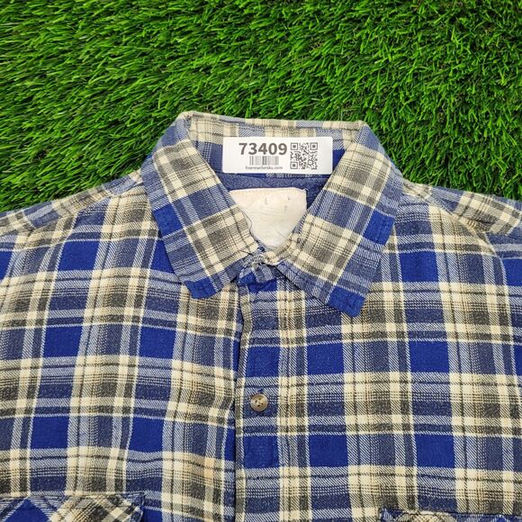 Vintage 90s Plaid Shacket Jacket Large 23x29 Blue - Picture 3 of 11